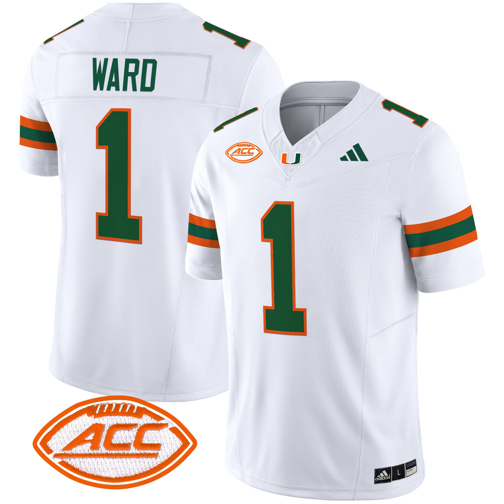 Men Miami Hurricanes #1 Ward White 2024 Vapor Limited NCAA Jersey